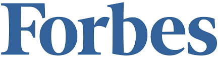 Forbes logo in blue serif typeface
