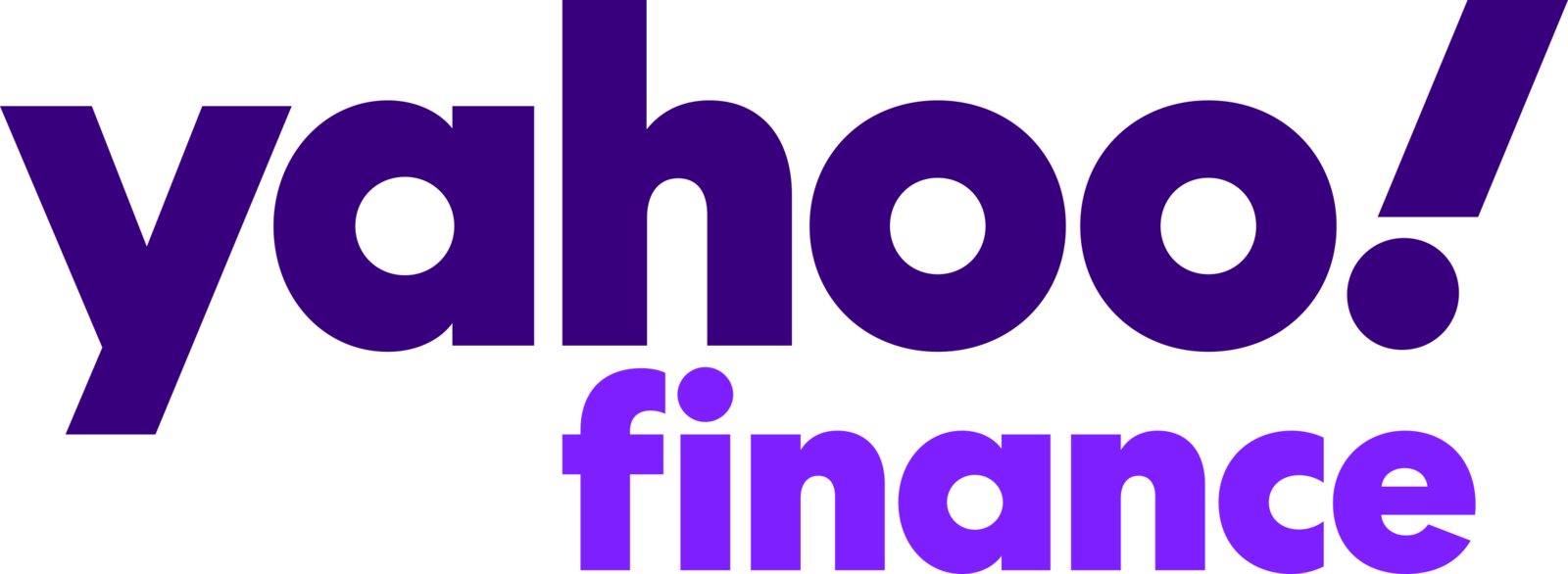 Yahoo Finance logo in purple text on white background